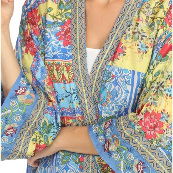 Johnny Was Midsummer Namaka Embroidery Silk Kimono - Picture 1 of 12